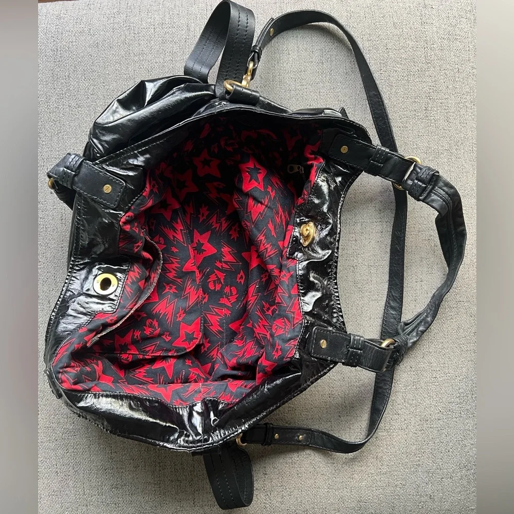 Marc By Marc Jacobs Black Patent Leather Hobo Bag